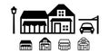 Home and house Carport icon set. vector illustration image. stock illustration